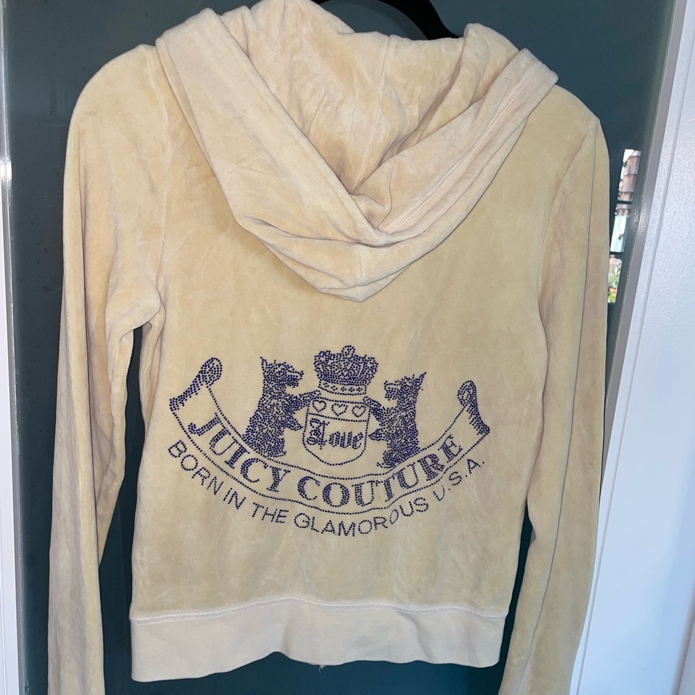 Juicy couture velour tan with purple rhinestones logo jacket size small